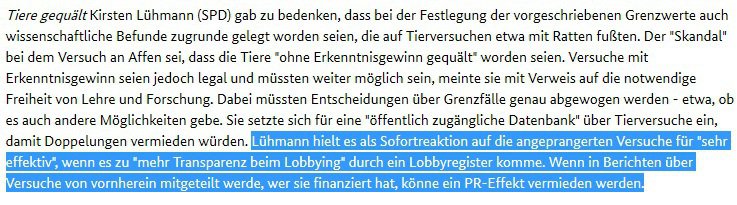 lobbycontrol's tweet photo. Ein #Lobbyregister als Konsequenz aus dem erneuten Dieselskandal/ #Monkeygate forderte die SPD-MdB Kirsten Lühnemann in der akt. Stundes des Bundestages. Dem können wir uns nur anschließen! #Dieselgate #VW #Daimler #BMW #EUGT #GroKo
Mehr hier https://t.co/RyJgWfa39y https://t.co/1PKugR4V3g