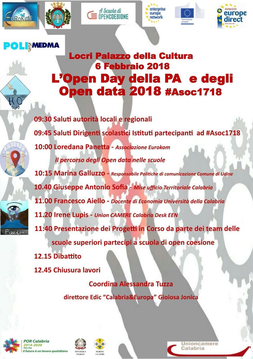 teamh2o1's tweet photo. Il team h2o domani 6 Febbraio 2018, presso il Palazzo della Cultura di Locri, parteciperà all'Open Day della PA e degli Open data 2018. Vi aspettiamo!! #depuriAMObovalino #ASOC1718 #SAA2018 #OPENGOVERNMENT #PA #CONSAPEVOLEZZACIVICA #OGP #OPENDATA @ascuoladioc @CaleEuropaEdic https://t.co/KSKwMjIwYq