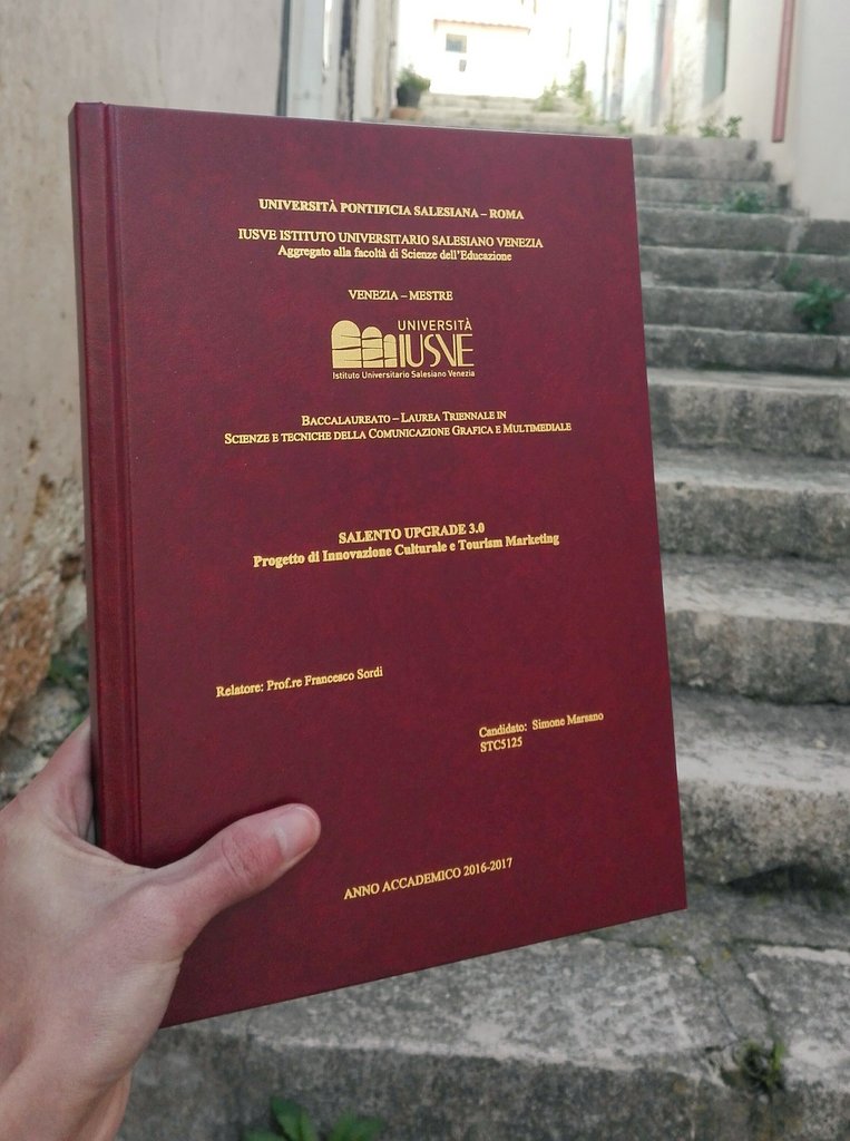 SimoneMarsano's tweet image. "Alla mia terra, fonte inesauribile di ispirazione e conoscenza", Salento Upgrade 3.0 - Progetto di Innovazione Culturale e Tourism Marketing.

#tesi #comingsoon #graduation #iusve #communication #marketing #destination #management #weareinpuglia