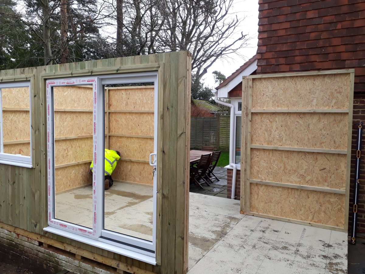 NFFTimberBuild's tweet photo. One of our bespoke #gardenoffices for a marketing business with an additional utility room on the side. #MondayMorning #Horam https://t.co/IZyP5JRv5c