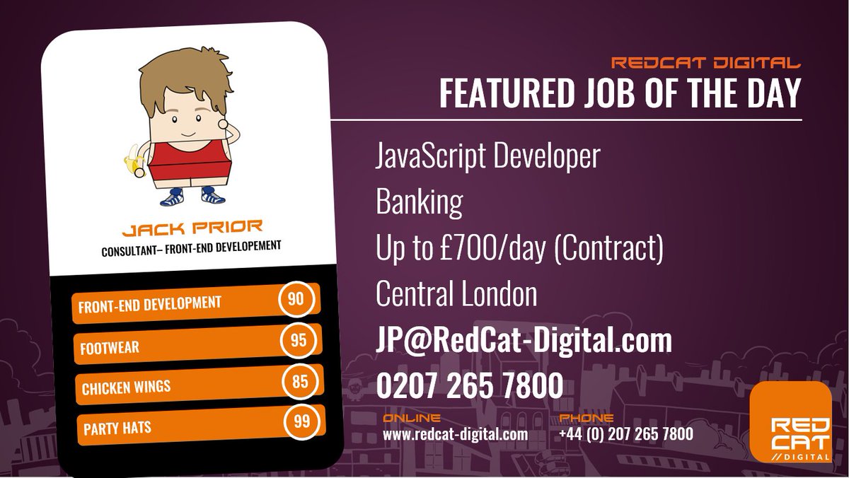 RedCat_Digital's tweet photo. 6 month rolling #contract #javascript role with a leading investment bank in central #london - strong #reactjs experience needed - paying up to £700/day! https://t.co/QbsPdDnE8V https://t.co/oUlOAhyOjS
