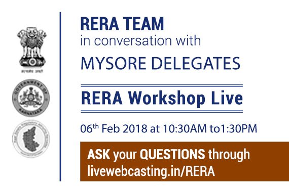OfficeRera's tweet photo. RERA Team is coming to Mysore. Watch it live and ask your question https://t.co/jxacgCGIU6 https://t.co/gZvezQzWZr