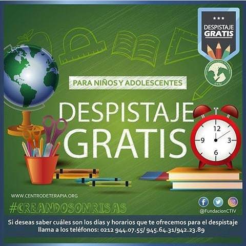 FundacionCTIV's tweet photo. Trae a tus niños, niñas y adolescentes, para realizarle un DESPISTAJE GRATUITO en las áreas de Terapia Ocupacional, Psicopedagogía y Psicología. No desaproveches la oportunidad , recuerda que es GRATIS. #ctiv #tera #terapiaocupacional #psicologia #psicoa… https://t.co/O6mDIhoYY5 https://t.co/x0BSlLcLb5