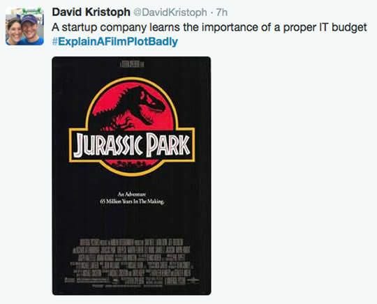 startupdimerda's tweet photo. Hanno cancellato l'originale che avevamo condiviso. Quindi riecco la locandina di Jurassic Park con riassunto #StartupDiM oriented! Ne aspettiamo altri!{#startup} https://t.co/cSrkYzfNIS
