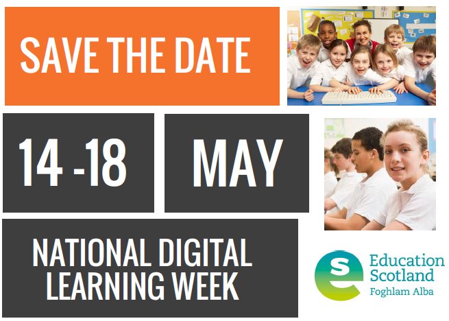EducationScot's tweet photo. National Digital Learning Week 2018 dates have been announced and will be taking place 14–18 May. Find out more https://t.co/VR9F8VAnuf https://t.co/VX7lfomCM1