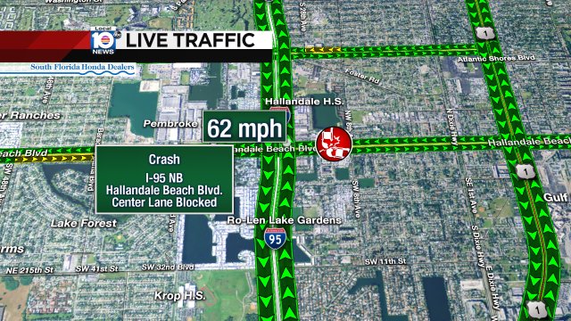 CRASH: I-95 NB & Hallandale Beach Blvd. A center lane is blocked. #TRAFFIC https://t.co/oY6bNgsfzx