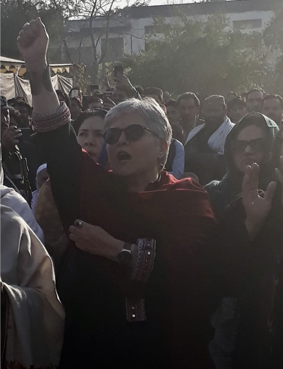 mjdawar's tweet photo. Our pride and a brave Pukhtun Lady @BushraGohar at #PakhtunLongMarch Dharna in Islamabad. https://t.co/jBuddd2LAd
