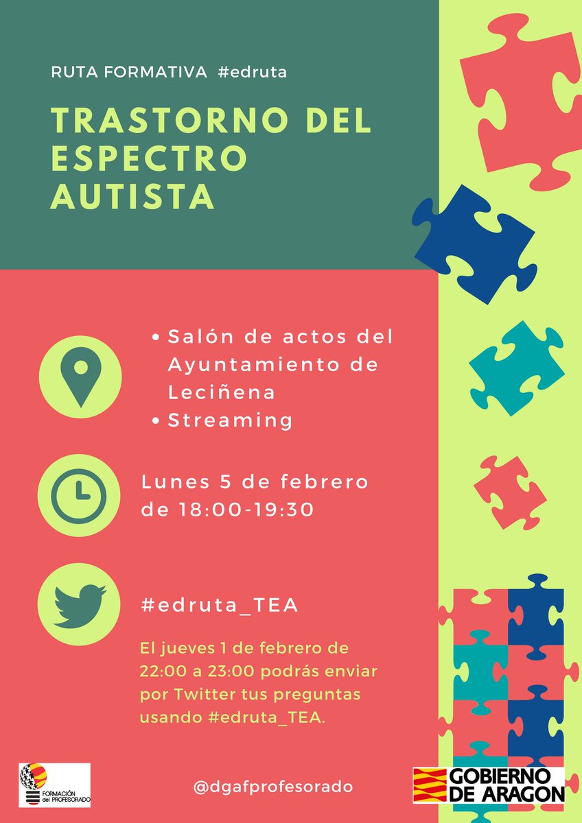 dgafprofesorado's tweet photo. Esta tarde a las 18:00 comenzará la emisión de #edruta_TEA desde Leciñena. En esta sesión Elena Miranda y Carmen López resolverán todas las dudas. Para poder seguir la emisión conéctate al Youtube del @cifelanuza https://t.co/eLWtEZxcjw
@tomasguajardo @orezgz @diegoarroyom https://t.co/H5ypZ6TTvW