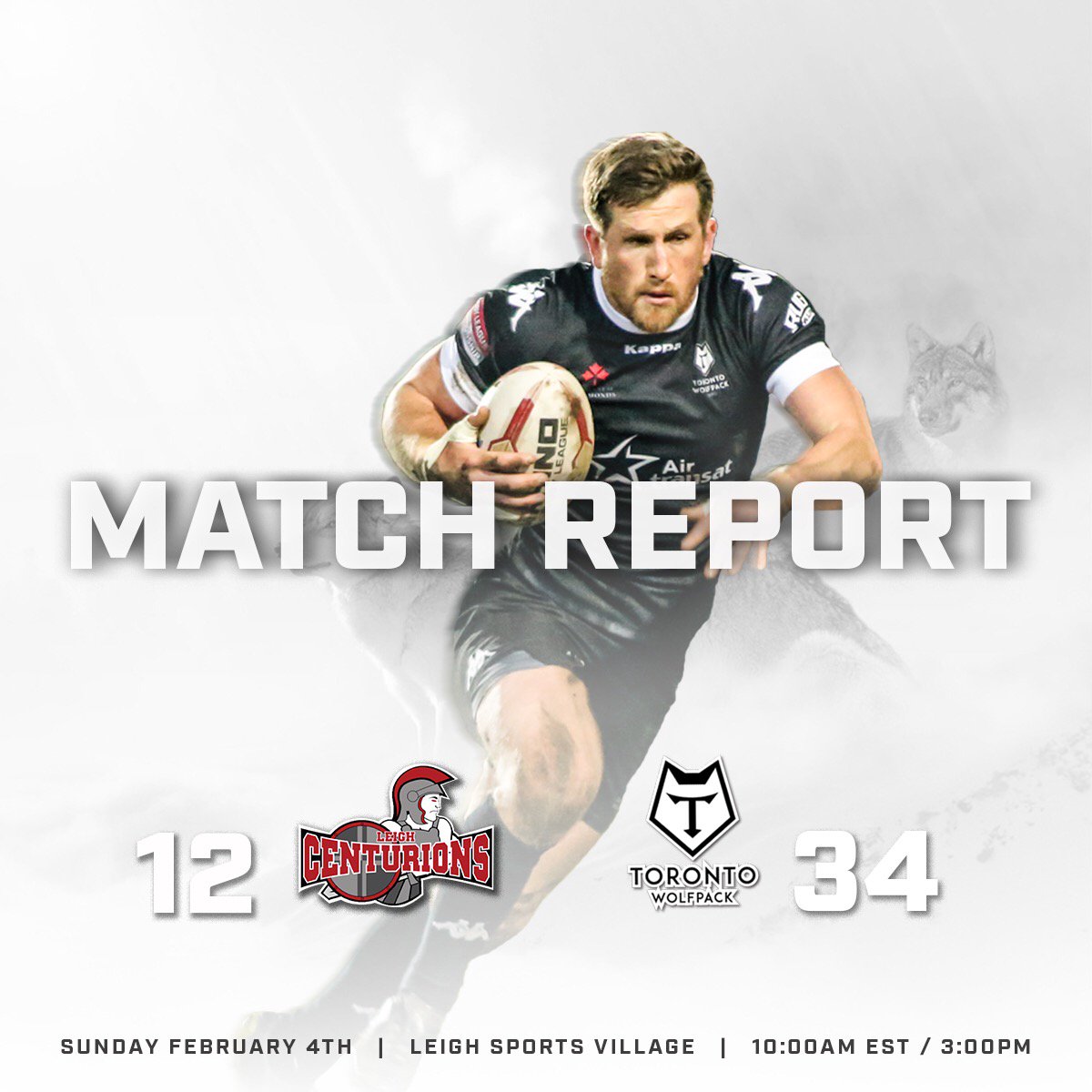 TOwolfpack's tweet photo. Toronto Wolfpack have announced their intention to dominate the 2018 BetFred Championship with a 34-12 victory over Leigh Centurions on Sunday.

READ // ➡️ https://t.co/YegNboQmEV https://t.co/lEmP1GyYit