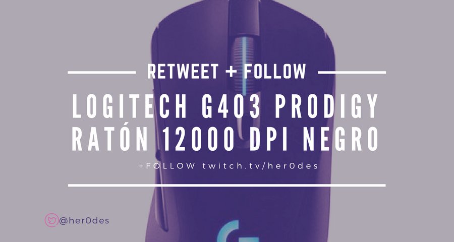 her0des's tweet photo. Sorteo de Logitech G403 Prodigy Ratón 12000 DPI Negro,solo tenéis que hacer RT + Follow en:@her0des y Follow en:https://t.co/Wbf1945yZ2 SUERTE A TOD@S!,
(avisare con tiempo la fecha del sorteo y lo haré por roll en stream),cuantos mas seáis mejores cosas sorteare mas adelante. https://t.co/nFFmbuSt9a