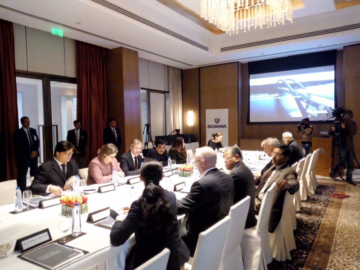 .<a href="/ScaniaIndia/">Scania India</a> hosts a round table discussion with <a href="/nitin_gadkari/">Nitin Gadkari</a>, CEO <a href="/NITIAayog/">NITI Aayog</a> <a href="/amitabhk87/">Amitabh Kant</a> on "Driving the Shift towards a Sustainable Public Mobility solution in the Indian Market.”

Stay tuned for live updates.
