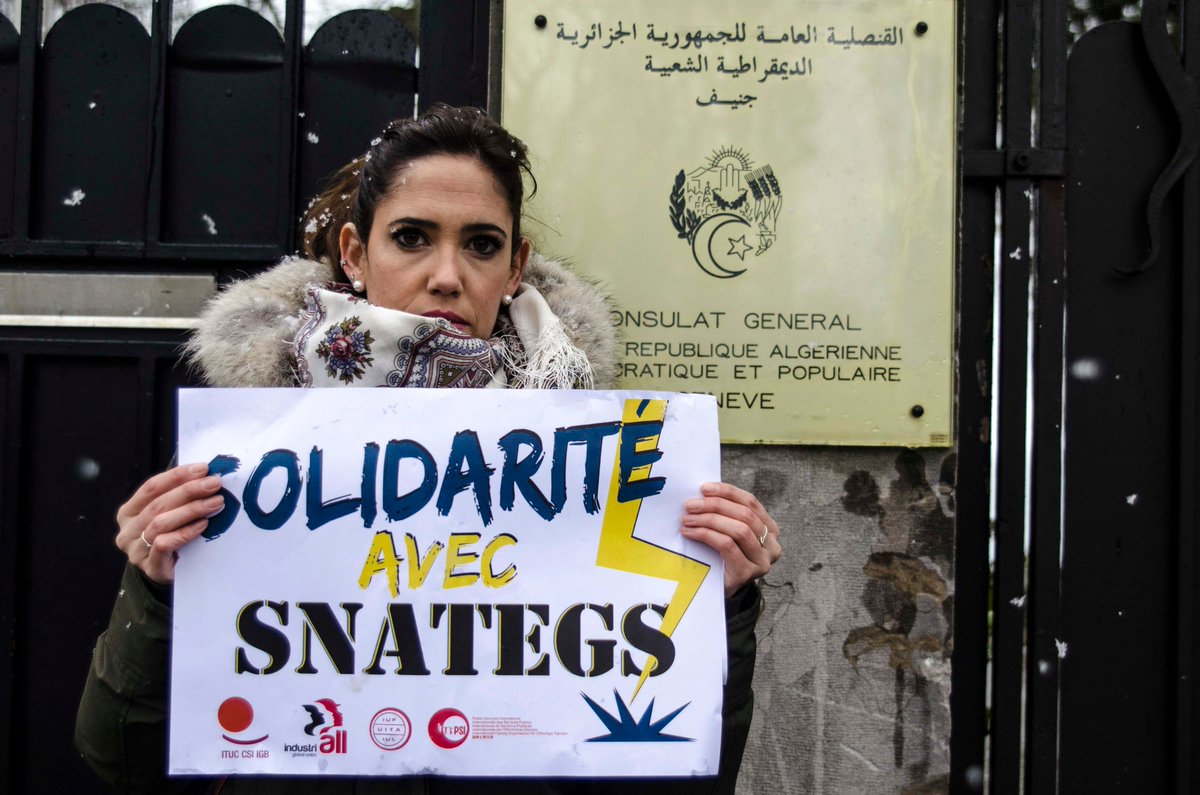 ituc's tweet photo. #Algeria: ITUC, @IndustriALL_GU , @IUFglobal, and @PSIglobalunion are protesting protest against the trial of independent trade unions in Algeria #CGATA. Find out more: https://t.co/Z9PvhtwrsD https://t.co/a1QWRGYCZq
