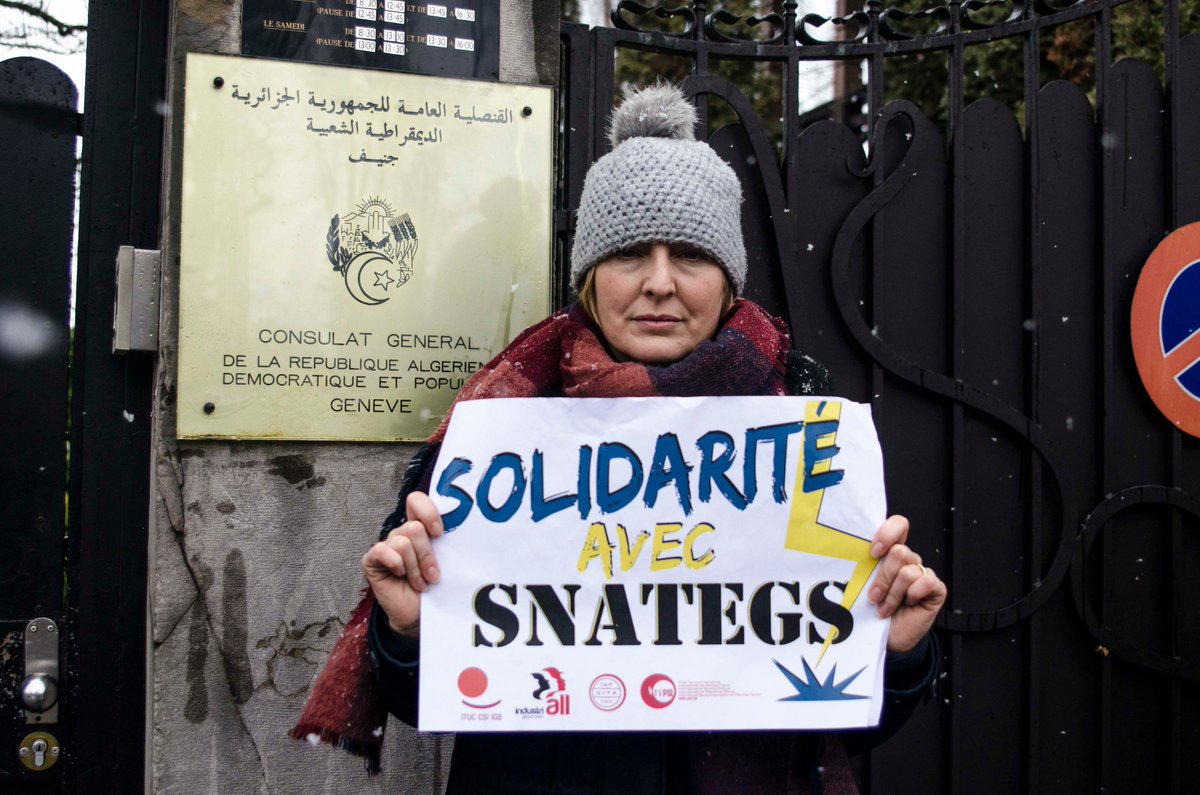 ituc's tweet photo. #Algeria: ITUC, @IndustriALL_GU , @IUFglobal, and @PSIglobalunion are protesting protest against the trial of independent trade unions in Algeria #CGATA. Find out more: https://t.co/Z9PvhtwrsD https://t.co/a1QWRGYCZq