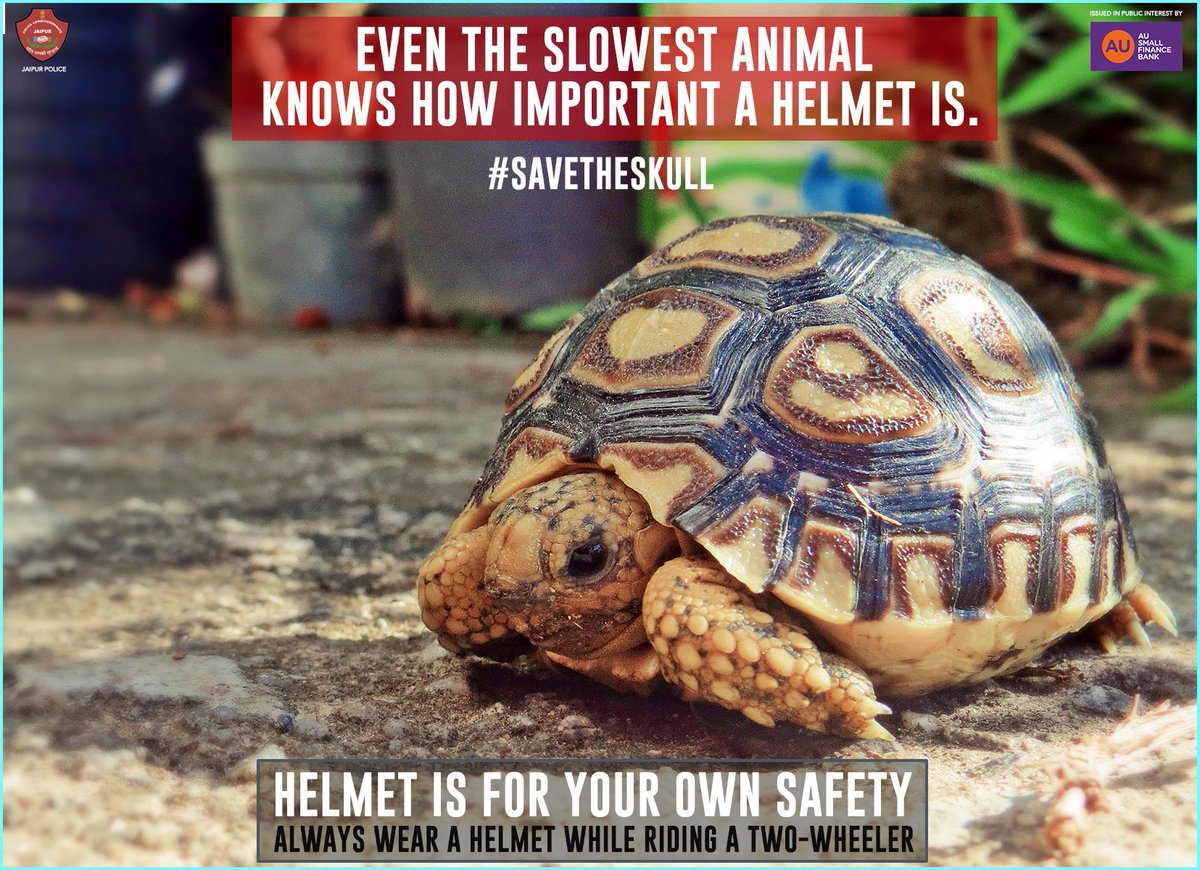 jaipur_police's tweet photo. Wearing a #helmet reduces the risk of serious head &amp; brain injury by 85%. Helmets should be worn during every ride, no matter how short, by both driver and pillion rider.
#SaveTheSkull #AlwaysWearHelmet
[ Disclaimer: We do not own any rights on the image in the creative ] https://t.co/FHbNmkACXA