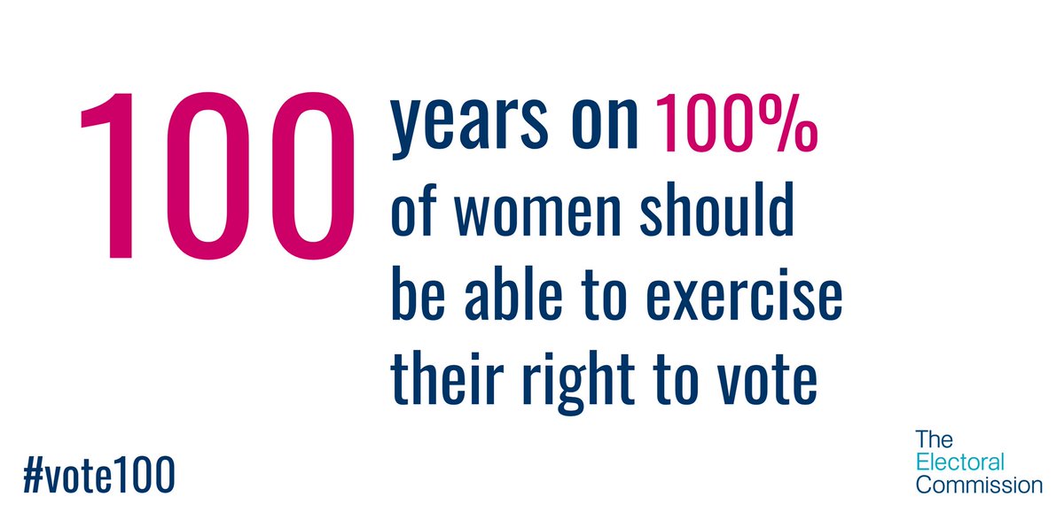 One hundred years on from the Representation of the People Act, for the first time giving some women the right to vote, enormous democratic progress has been made. But there is still more to do. #Vote100