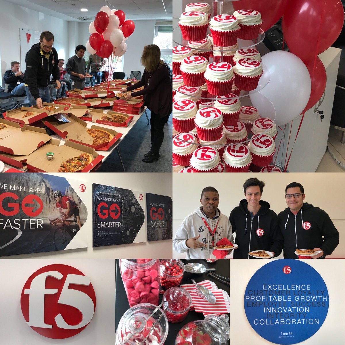 F5_EMEA's tweet image. Celebrations have begun at the Chertsey office for F5 day!  🎈🎉🍰🍕🍬🎈#iamF5