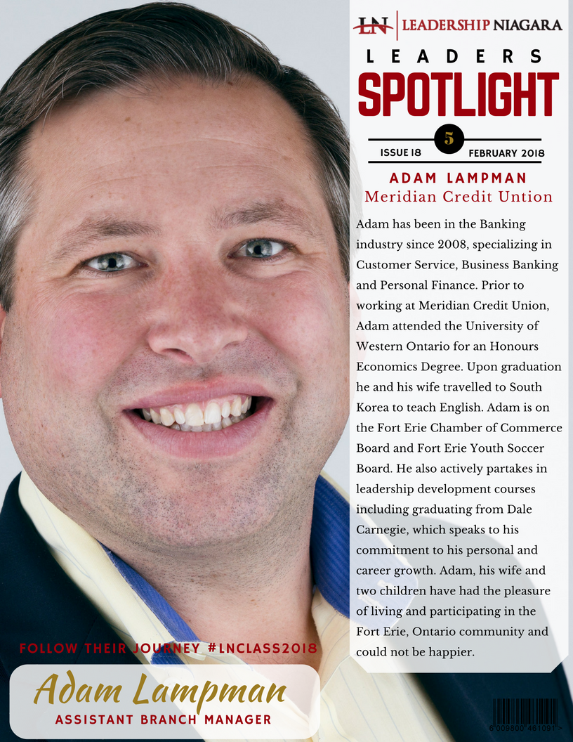 Lead_Niagara's tweet photo. It's Monday! And a great time to showcase another member of our #LNClass2018. Meet Adam Lampman, Assistant Branch Manager at @MeridianCU. Follow Adam's journey using the hashtag #LNClass2018. https://t.co/busqFmudwN