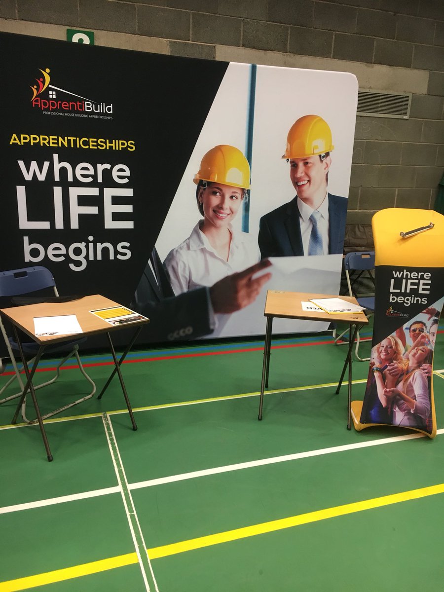 ApprentiBuildUK's tweet photo. All set up and ready to meet another cohort of great young people. The recruitment drive continues, meeting some amazing young professionals. Futures bright! #apprentibuild #whereLIFEbegins #apprenticeships https://t.co/NtIvLUqZYg