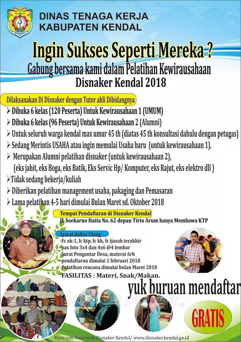BloggerKendal's tweet photo. Yang sedang merintis usaha,,silahkan Gabung bersama Disnaker Kendal..GRATIS (untuk Umum dan alumni )
 Syarat FC AK-1 (di ganti FC Surat Ket Usaha dari desa/ IUMK) @disnaker_jateng https://t.co/XTaEc5eJHX