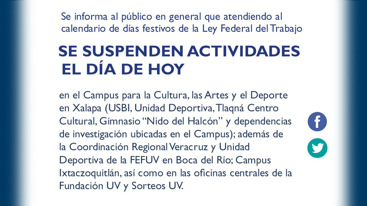 FundacionUV's tweet image. Hoy conmemoramos 101 años de la promulgación de la Constitución Mexicana, por lo que nuestras oficinas y las instalaciones a nuestro cargo permanecerán cerradas. Mañana, martes 6, te estaremos atendiendo en nuestros horarios habituales.