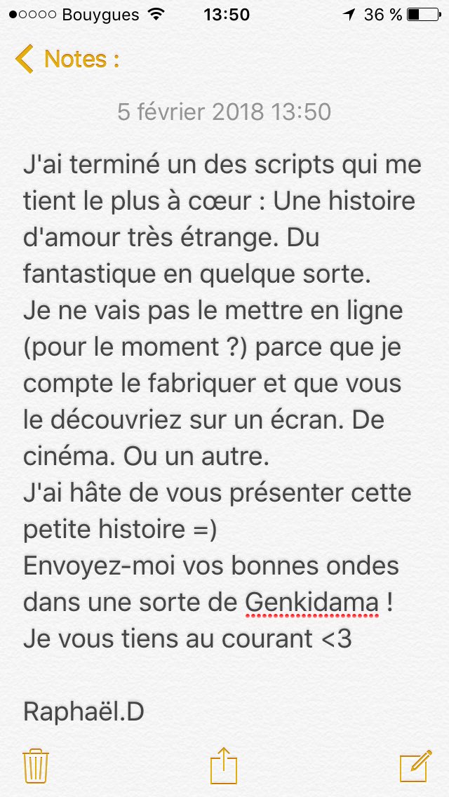 Nouveau Script ! Enfin terminé un des scenario qui me tient le plus à cœur ! Celui-là... Je vais le faire ! ❤️