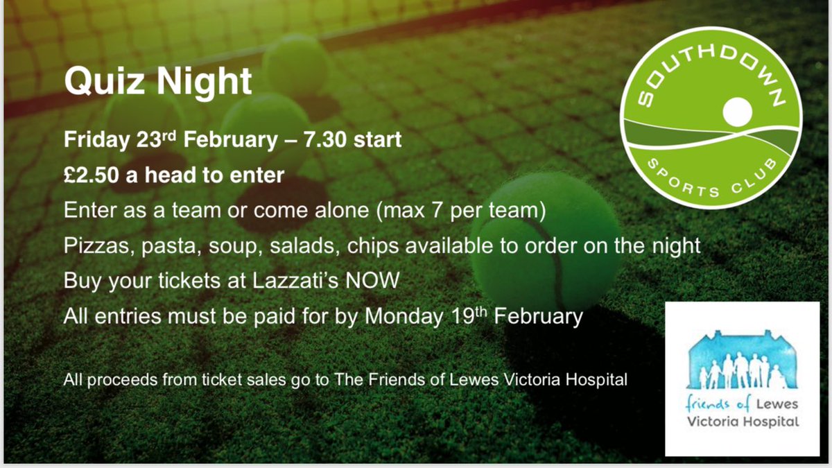 Southdown Quiz night on Friday 23rd Feb <a href="/LewesHockeyClub/">Lewes Hockey Club</a>