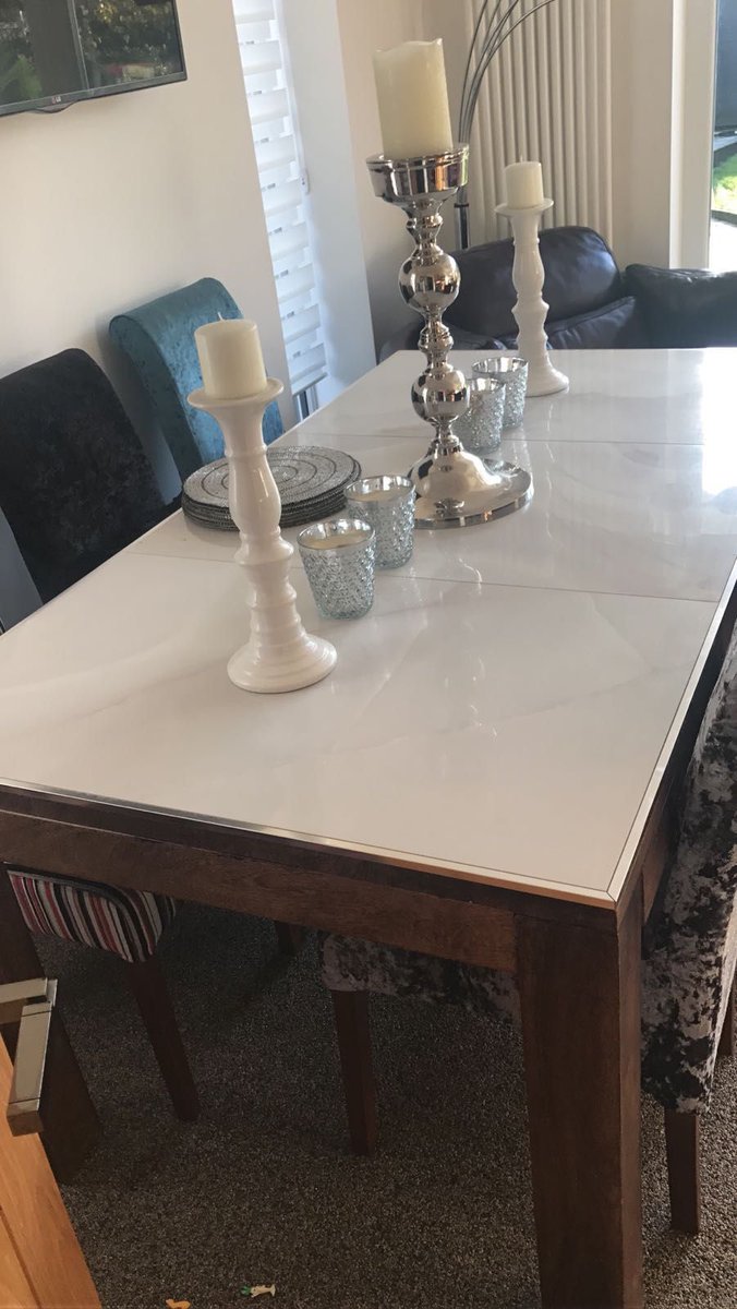 waterjetcd's tweet photo. A little job we completed at the back end of last year. Bringing a new lease of life to an old dining table wit some perfectly cut tiles and matching silver trims. #eatwell #finedining https://t.co/wOvfDYqE2E