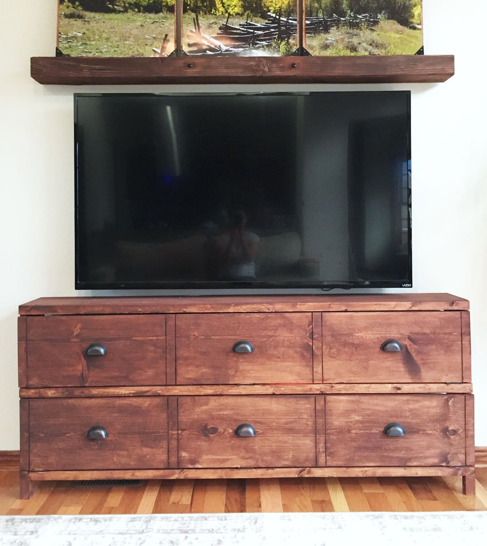 DelRossa's tweet photo. This media console looks much harder than it is. #DIY https://t.co/vn0Yrx3Atw https://t.co/bOjcWDmv92