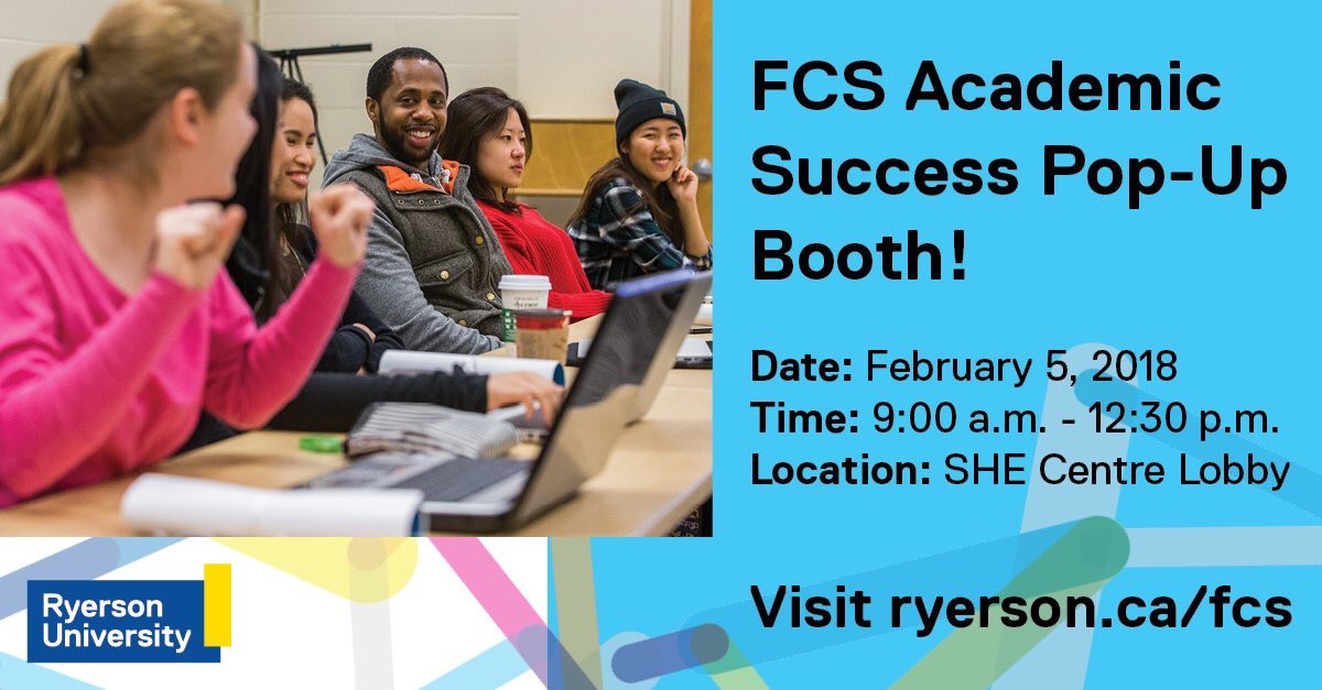 TMUfcs's tweet photo. Who’s ready?! @RyersonFCS we can’t wait to see you in the SHE building today from 9:00-12:30. Come grab a snack and learn about our services #FCSinAction https://t.co/4cDRftju58