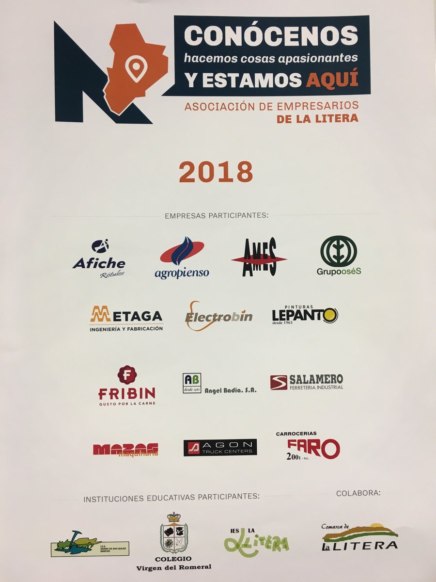assempresLitera's tweet photo. Empresas participantes en el proyecto, “CONÓCENOS, HACEMOS COSAS APASIONANTES  Y ESTAMOS AQUÍ” https://t.co/09t9tVopmi