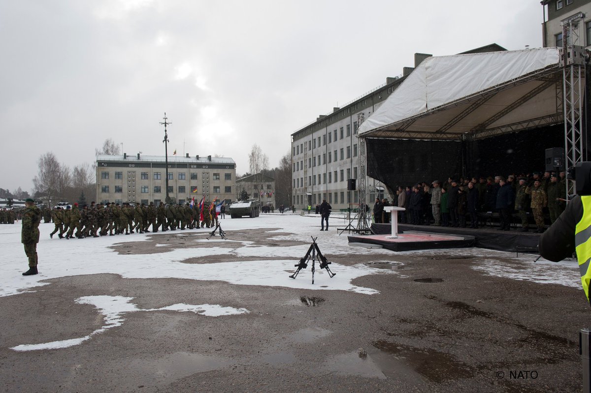 GermanyNATO's tweet photo. Today, together w/ Lithuanian President Dalia Grybauskaitė and Allied representatives, DSG Rose Gottemoeller marked the first anniversary of #NATO’s #enhancedForwardPresence in Lithuania during a ceremony in Rukla. 🇱🇹🇳🇱🇳🇴🇫🇷🇭🇷🇮🇸🇩🇪 #WeAreNATO https://t.co/V3eJvL50xs