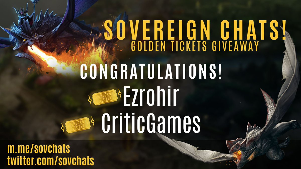 SovChats's tweet photo. Congrats to our Winners! You each won a Golden Ticket to experience #Vainglory5v5. See you on the Rise!

@vainglory https://t.co/oYBzxXMRDL https://t.co/CpNm6WcYVy