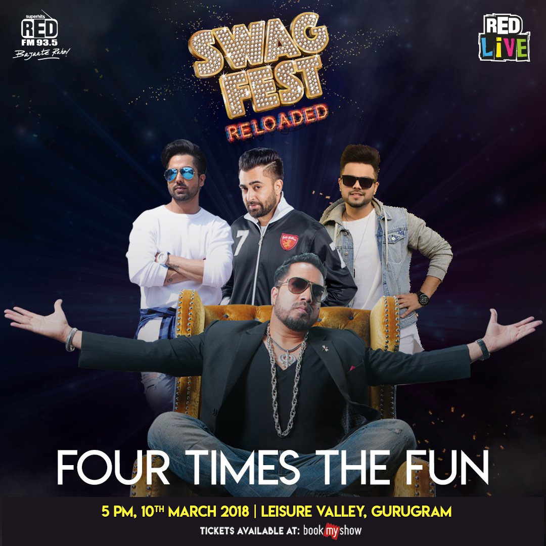 RedFMIndia's tweet photo. Ladies & gentleman, get swag ready! Swag Fest RELOADED is here with 4 power-packed performers! Tickets available at https://t.co/XoeGAuZWYM
@MikaSingh @iSharryMann @HARRDYSANDHU @akhilofficial01 @bookmyshow #MikaSingh #SharryMann #HardySandhu #Akhil #SwagFestReloaded #SwagFest https://t.co/mycua1tqFC