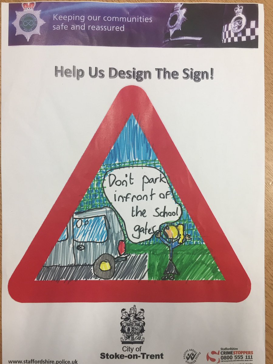 StaffsSupt's tweet photo. Well done to Faith Smith from Norton-Le-Moors Primary School who won the Norton Week of Action ‘design a sign’ competition. Her sign will now be made into an official sign, and placed outside the school. Myself, @daveevans188 and PCSO Hancock went through some cracking designs! https://t.co/sfZnjJ46ow