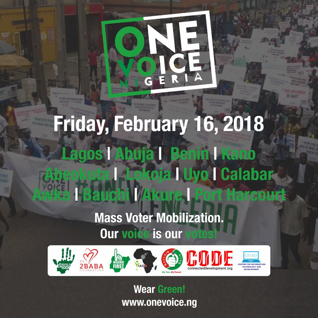 EiENigeria's tweet photo. Friday, February 16th, join us to mobilize active citizens to participate in the electoral process!
#OneVoice
#NigeriaDecides2019
#RSVP https://t.co/U4CFmYxQMu
