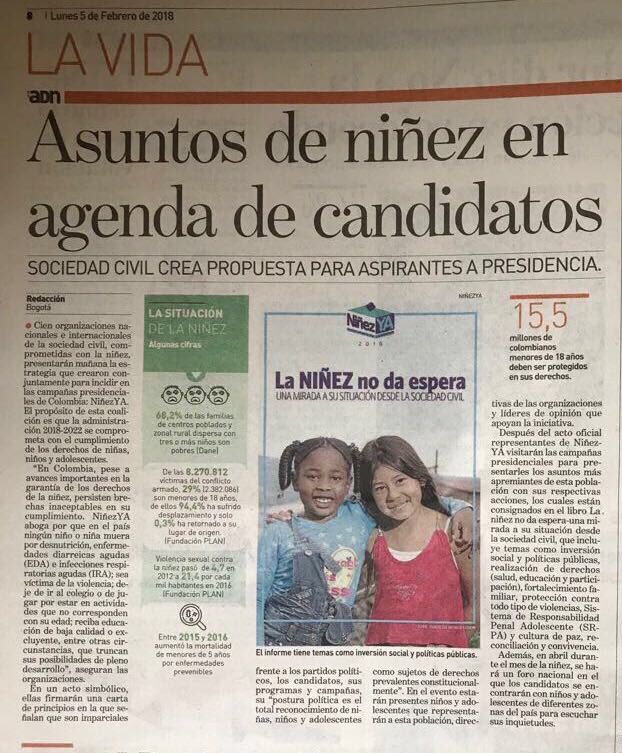 La Fundación Alpina apoya la iniciativa de la sociedad civil dirigida a posicionar en la agenda de debates presidenciales el tema de infancia y adolescencia #NiñezYA