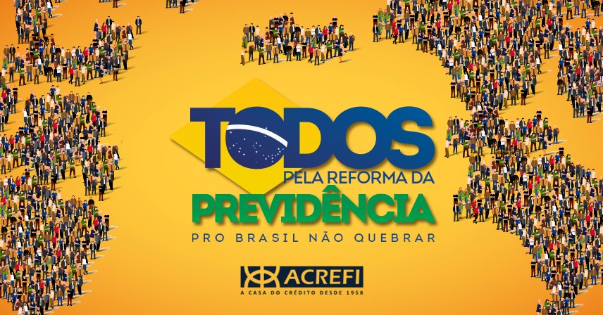 AcrefiDigital's tweet photo. Hoje, 5 de fevereiro, comemora-se o Dia da Previdência. E para lembrar a data, o governo criou o logo “Todos pela Reforma da Previdência”, que está no site da Acrefi https://t.co/wNcTMCIDgt. 

Entre no nosso site, clique nessa imagem e veja as novidades sobre a reforma. https://t.co/87ckSGgAtQ