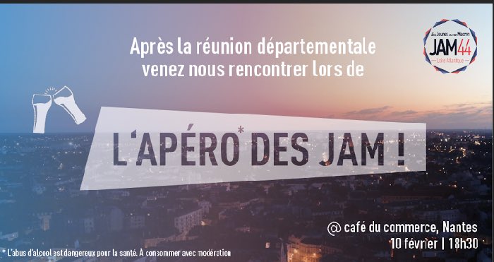 lesjem44's tweet photo. L’apéro des JAM c’est samedi ! On vous attend nombreuses et nombreux. 

#AperoJam https://t.co/zlgJrRQWxg