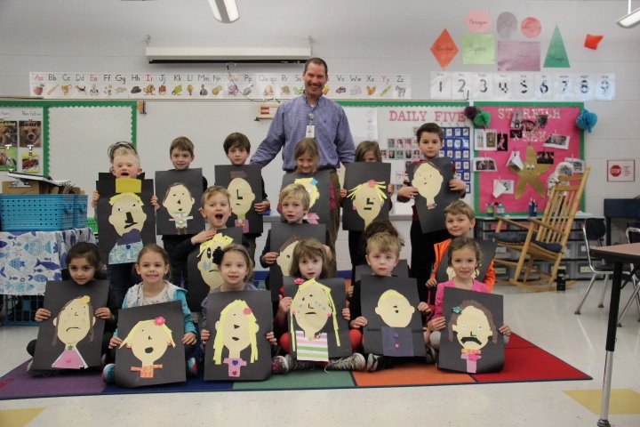 NewHanoverCoSch's tweet photo. Ogden Elementary School Kindergarten students presented Mr. Chris Hanson, Ogden's school counselor, with self-portraits depicting different feelings in honor of National School Counseling Week. https://t.co/PsDaHqpu94