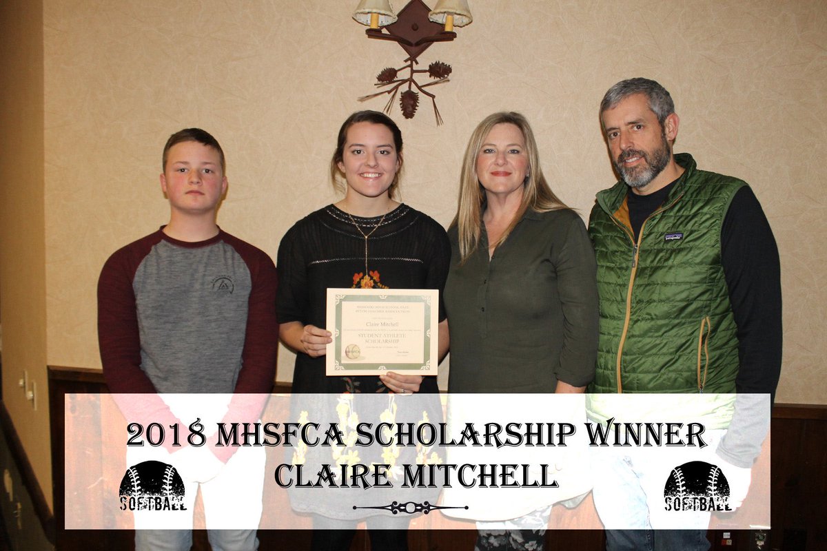 Softball_WCHS's tweet photo. Congrats to Claire Mitchell for being chosen as a Class 4 recipient of MHSFCA Softball scholarship. So proud of her! Very deserving student-athlete! https://t.co/52vY3n6w1p
