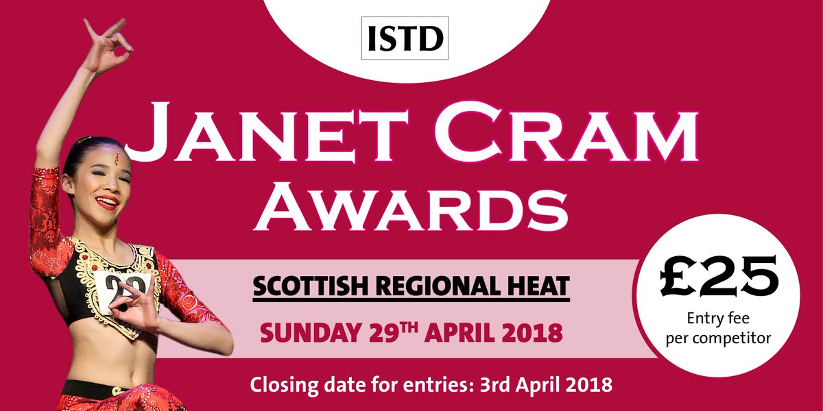 ISTDdance's tweet photo. #ISTD Janet Cram Awards 2018: The first of our regional heats will take place in #Edinburgh, #Scotland. Enter before the 3rd April 2018 > https://t.co/K3sUo8WCua https://t.co/Kk09SVcKM0