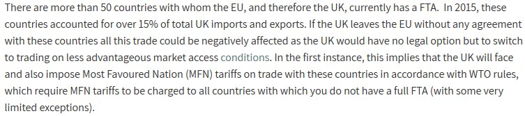 Screenshot of extract from blog, reference to more than 50 countries with EU FTAs