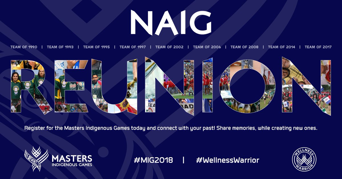 MIG2021Ottawa's tweet photo. Hey #NAIG alumni, here's your chance to connect with past teammates and relive the glory days! Register for the @MIG2018Toronto and take part in some great reunion events. @naigcouncil @AboriginalSC @naig2017to #reunion https://t.co/gct1pxZ1Pi