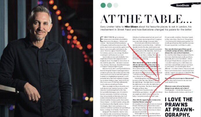 Huge thanks for the mention <a href="/GaryLineker/">Gary Lineker</a> ! Absolute pleasure every time. #Dinerama