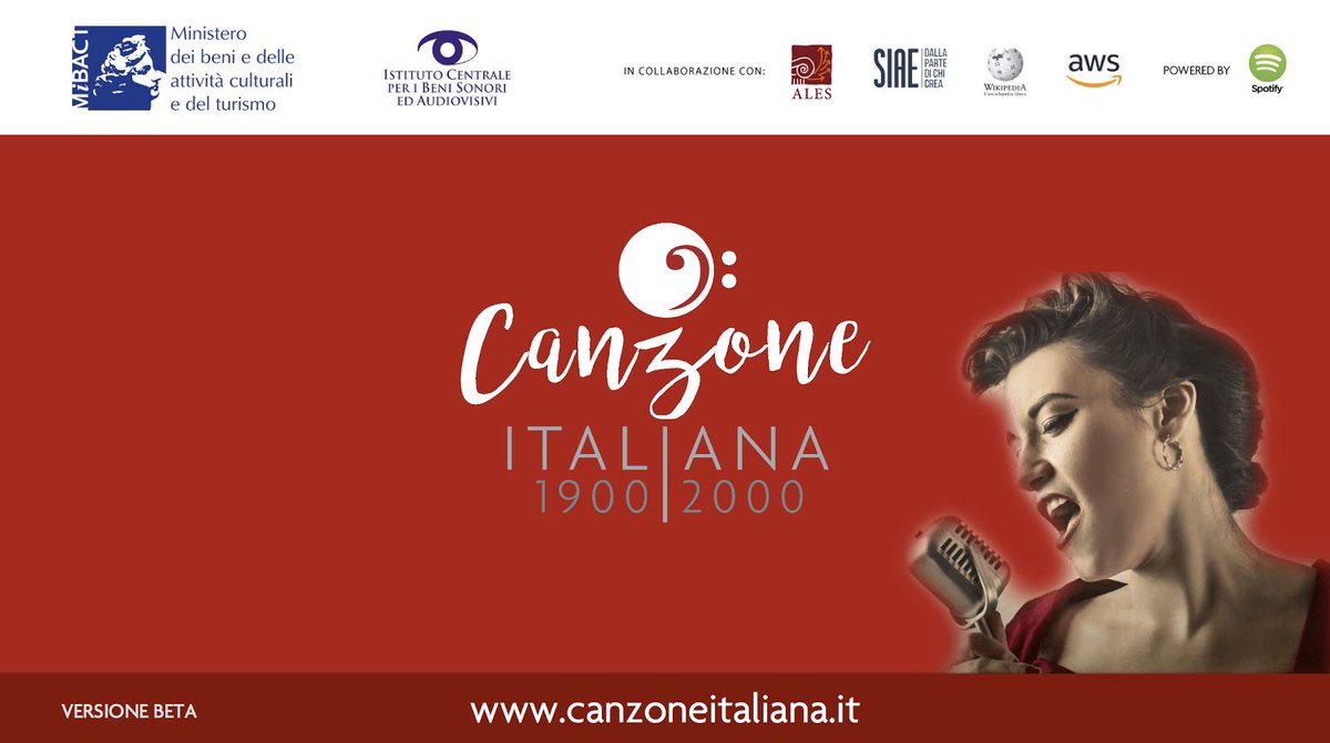 NUOVOIMAIE's tweet photo. È online il Portale della @canzoneITA! Oltre 200mila canzoni gratuite dal 1900 al 2000. Promosso dal @MiBACT e da @dariofrance, il progetto valorizza il patrimonio della #musica italiana rendendo accessibili i brani provenienti dall’#ICBSA 🎤https://t.co/QacYQdLA1o 🎼🎶 https://t.co/Oz6CAcTif7