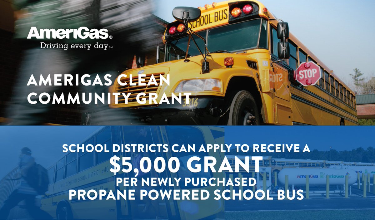 TNCleanFuels's tweet photo. #Propane powered school bus fleets are better for the environment, for your childrens' health, and for overall cost savings. The @AmeriGas Clean Community Grant is helping to make the switch easier! https://t.co/N8iRPndZcO https://t.co/gbqCrTeClZ