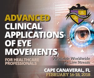 Advanced Clinical Applications of Eye Movements on February 16-18, 2018 with Prof. Carrick This program is an expansion and progression of clinical skill acquisition necessary for the diagnosis and treatment a variety of neurological conditions. Register: carrick.us/eyemovements20…