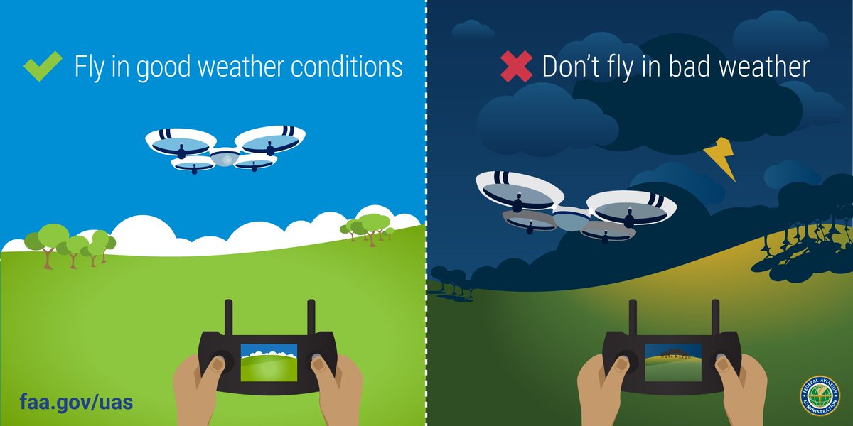 FAANews's tweet photo. It's still #winter so here's a tip: Always check the #weather before you fly your #drone. #FlySafe #SafetyMeasuresMonday https://t.co/kG69t99CjU https://t.co/eNJbXw4yUo
