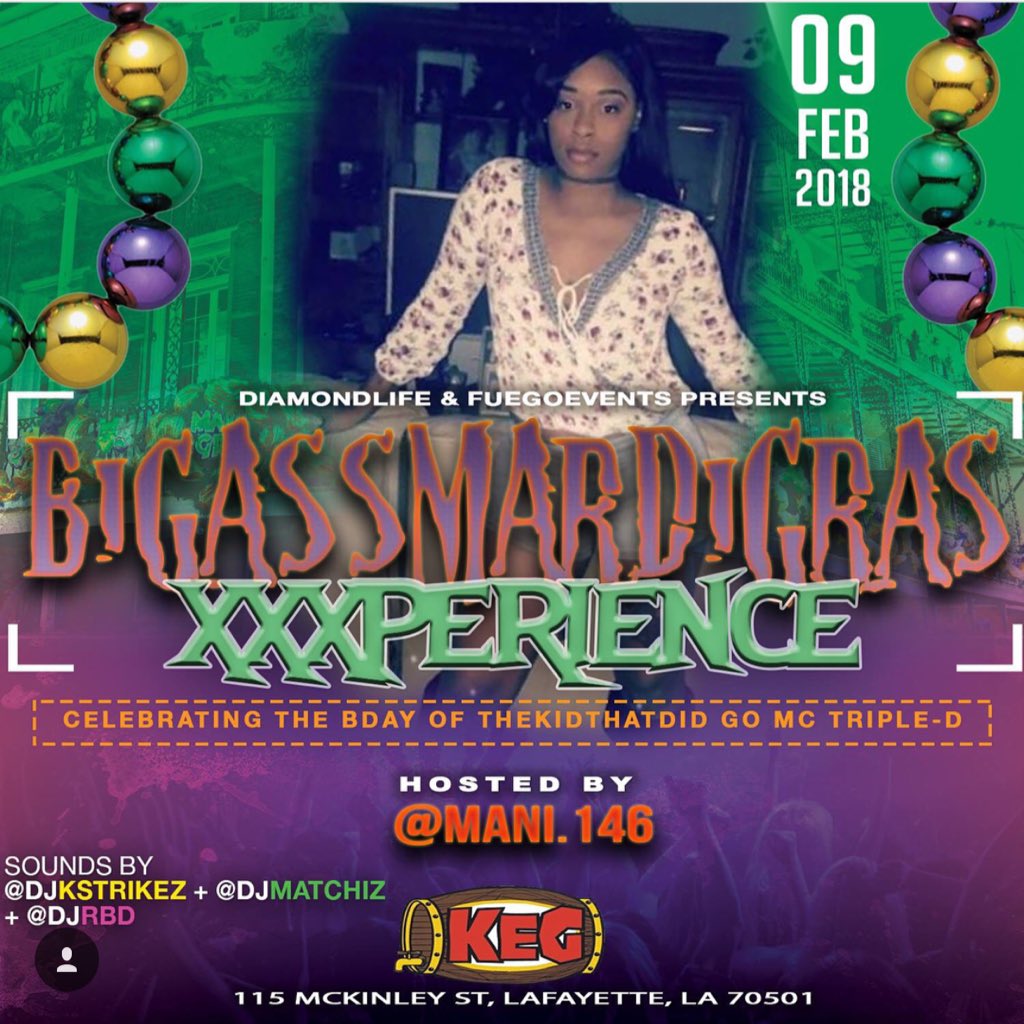 DrESoHiGh's tweet photo. #BAMGXXXPERIENCE Friday ‼️ Lafayette, LA 📍@ The Keg 🌃 100+ Bdays + Hosts 🌊 #DiamondLife💎 x #FuegoEvents🔥 Early Arrival STRONGLY Suggested! https://t.co/D1CXQ3X93A