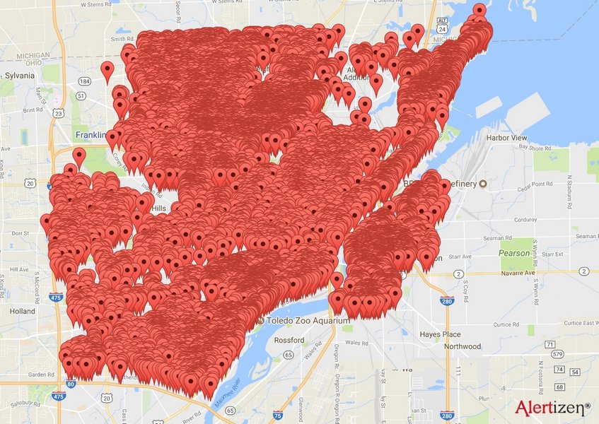 Alertizen's tweet image. Pretty Cool!  Toledo Members of Alertizen mapped. @ElectWade @gkraltoledo @IgnazioMessina  True public safety is achieved when we share in the responsibility.